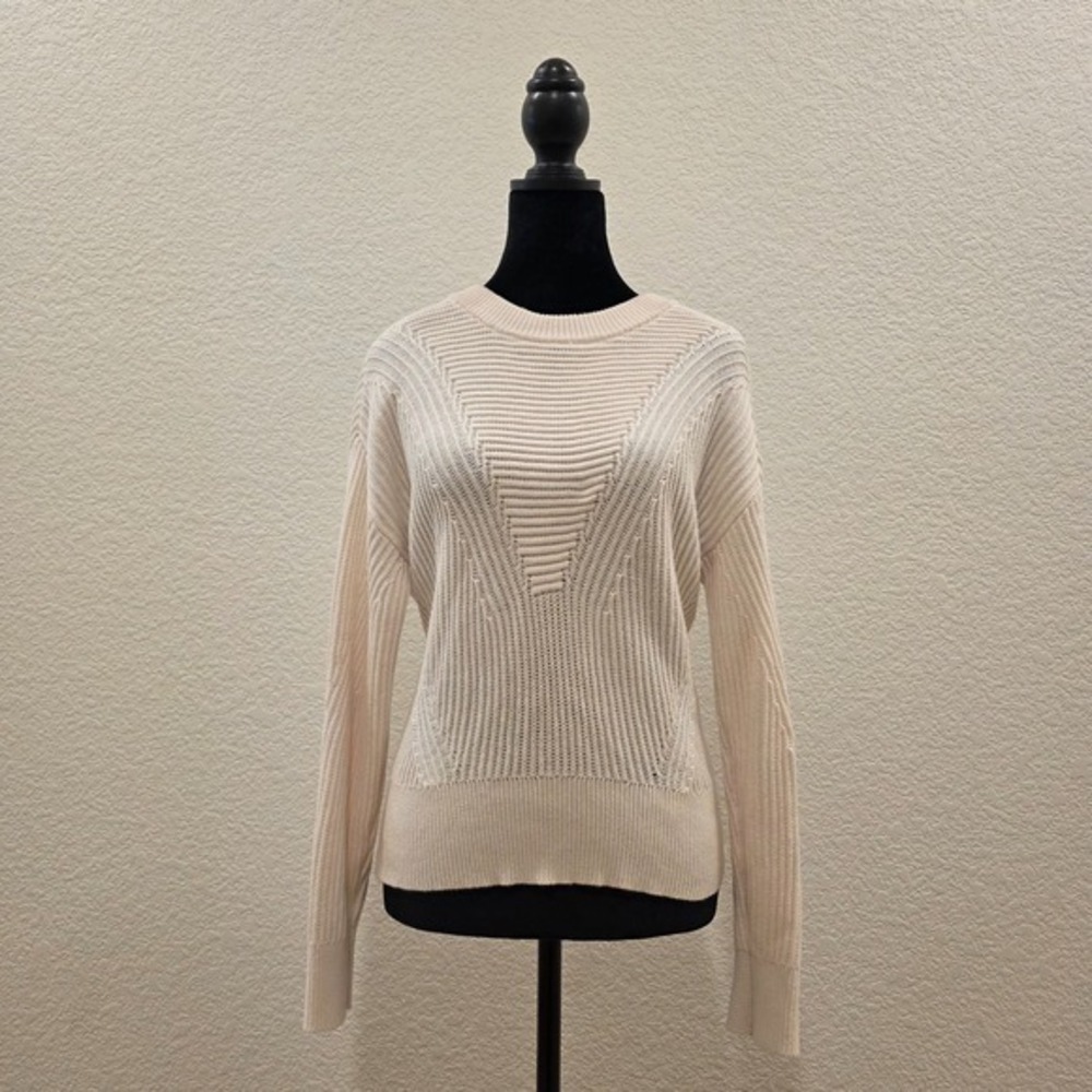 LOFT Knit‎ Pullover Sweater Women's Size S Cream Long Sleeve Crew Neck Boho